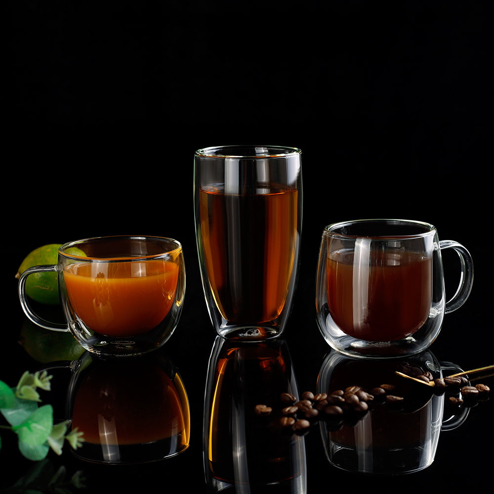 Handmade Water Double - Walled Mug Drinking Glasses Cup 8.1oz 2pcs