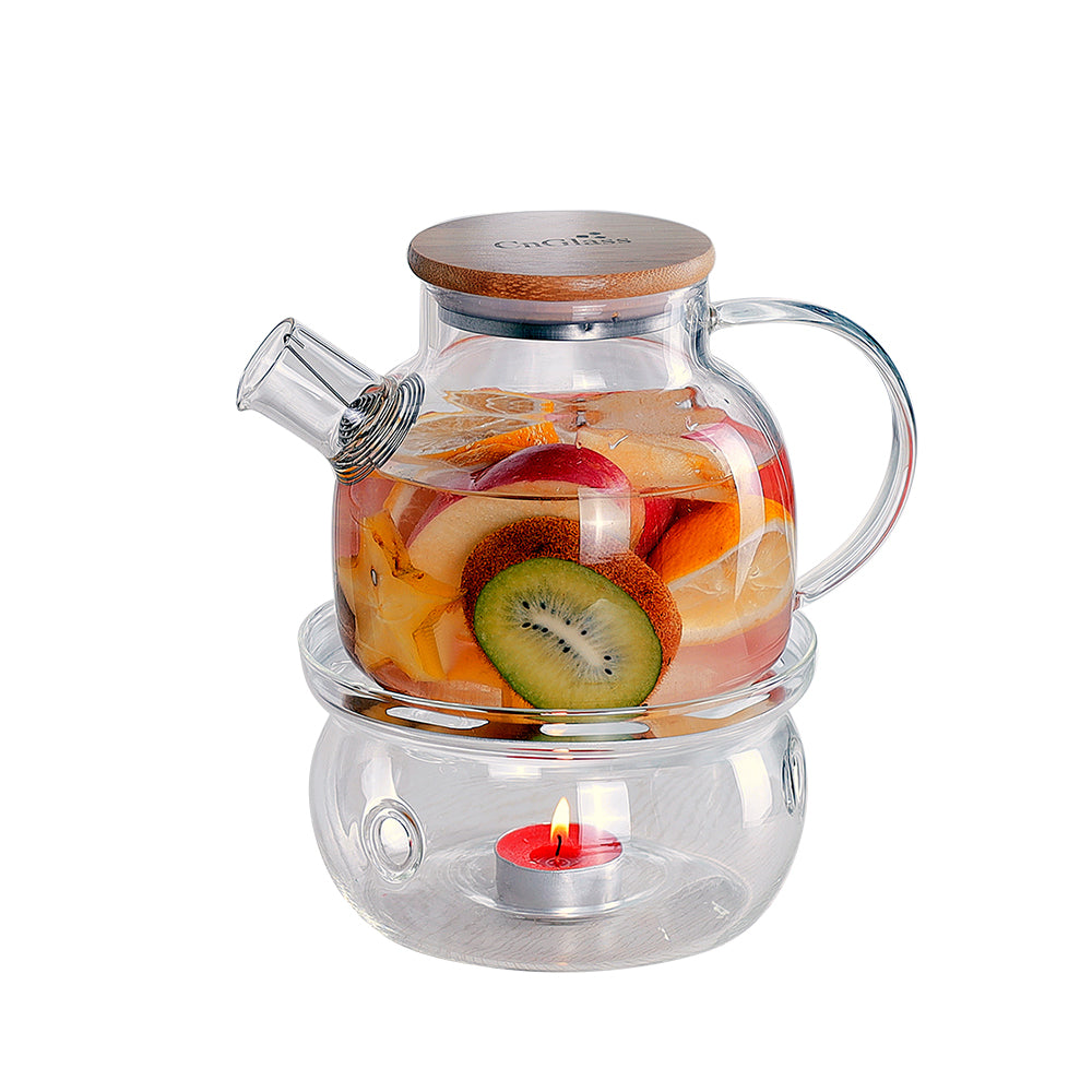 30.4oz Stovetop Safe Glass Teapot Water Pitcher with Removable Filter Spout