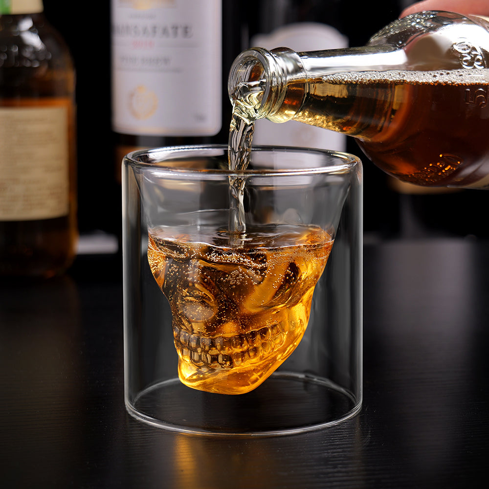 Verre à whisky style crâne 4,4 oz sans pied pour fête d'Halloween