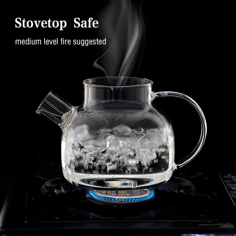 30.4oz Stovetop Safe Glass Teapot Water Pitcher with Removable Filter Spout