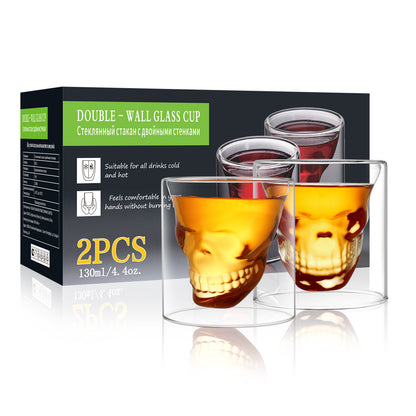 Verre à whisky style crâne 4,4 oz sans pied pour fête d'Halloween