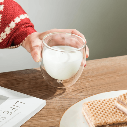 8,5 unzen Stemless Tumbler Doppelwandige Glas Tasse für Latte Cappucino Cafe Milch