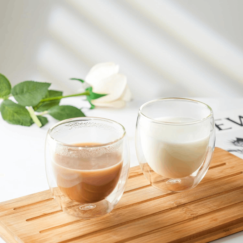 8,5 unzen Stemless Tumbler Doppelwandige Glas Tasse für Latte Cappucino Cafe Milch