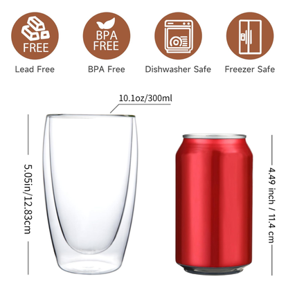 Freezer Save 10.1oz Stemless Double Walled Glass Cup for Juice Coffee