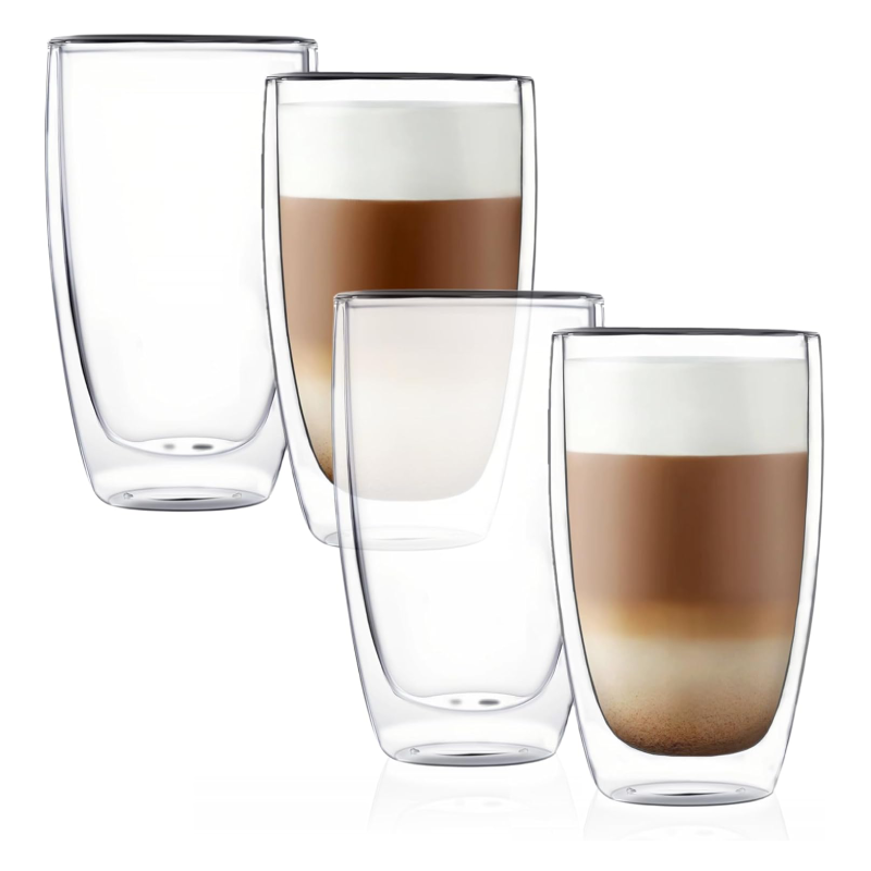 Elegant Lightweight 13.5oz Stemless Tumbler Double Walled Glass Cup 2pcs 4pcs