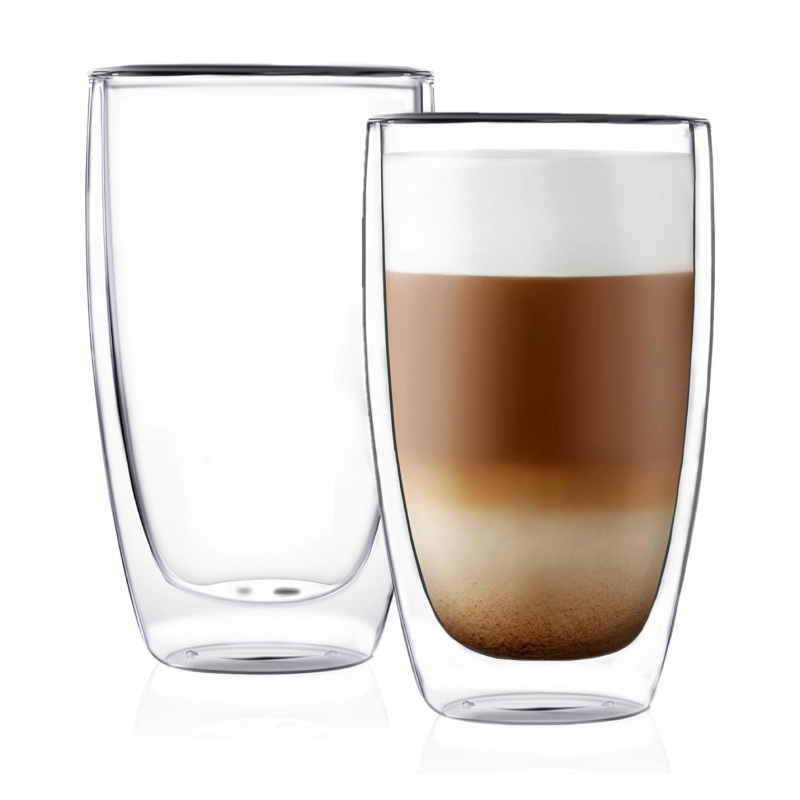 Gobelet léger sans pied de 13,5 oz à double paroi en verre pour toutes les boissons, 2 pièces