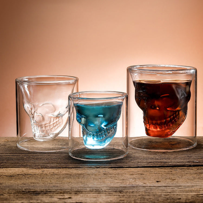 Verres à boire de fête en verre de style crâne d'Halloween de 2,7 oz et 4,4 oz