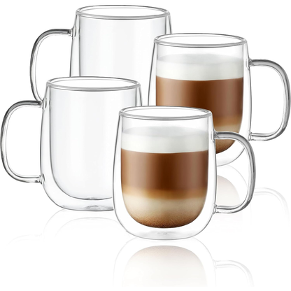 12oz Drinking Glassware Handmade Double Layers Coffee Mugs