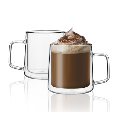 Lot de 2 tasses à café en verre borosilicaté de 355 ml et 12 oz pour la maison