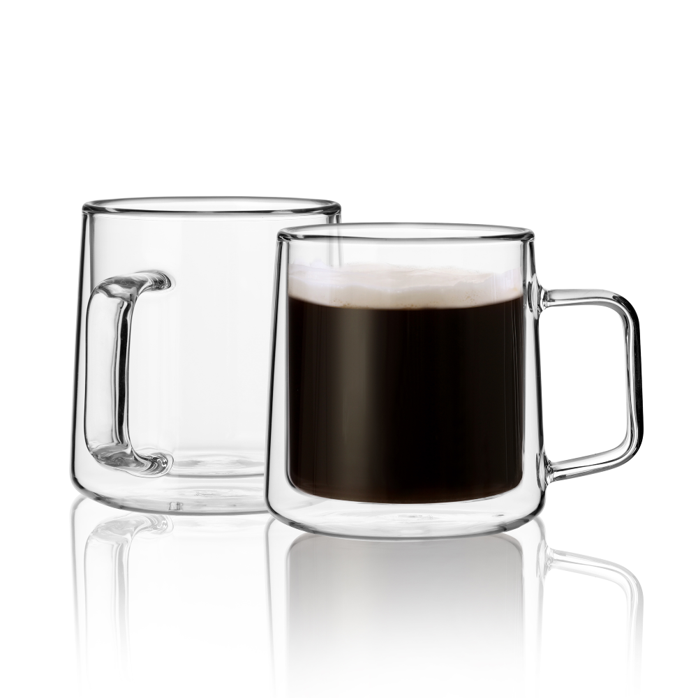 Double Wall 15.2oz Glassware Drinking Glass Mug for Coffee Dessert 2pcs