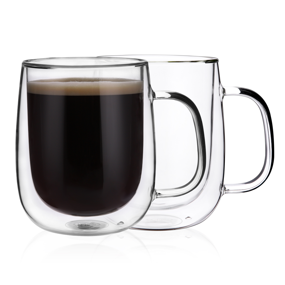 Gobelet à boire en verre de 12 oz, tasse à café à double paroi, 1 pièce