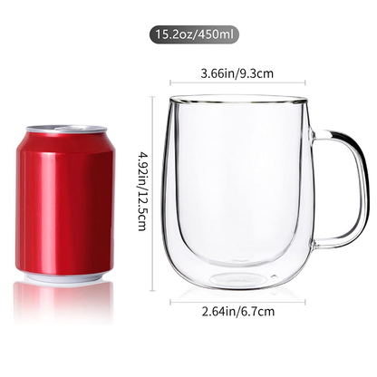 Gobelet à boire en verre de 12 oz, tasse à café à double paroi, 1 pièce