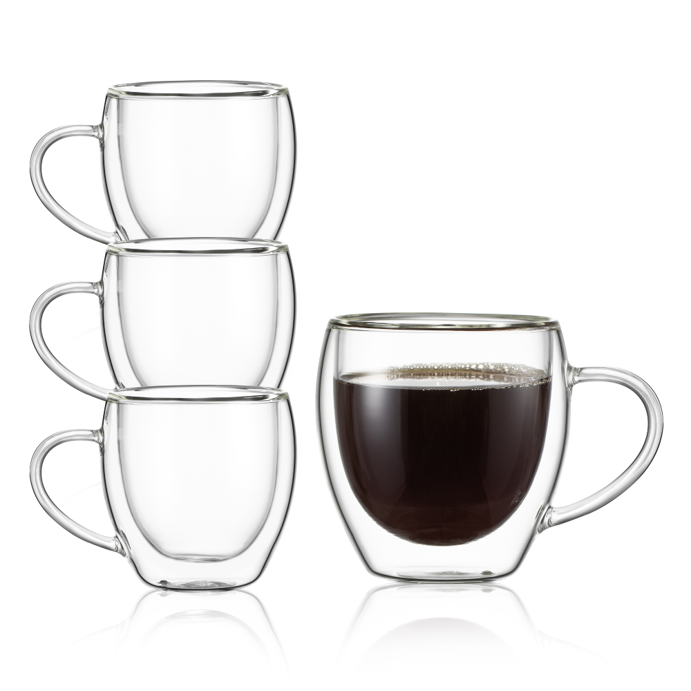 Verrerie artisanale 5,1 oz 150 ml Tasse à eau mignonne Tasse à thé en verre 4 pièces