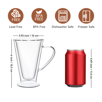 11.8oz Espresso Drinking Glassware Insulated Double Walled Glass Mug 2pcs 4pcs