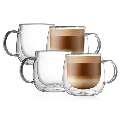 Grandes tasses en verre à double paroi de 480 ml et 16 oz