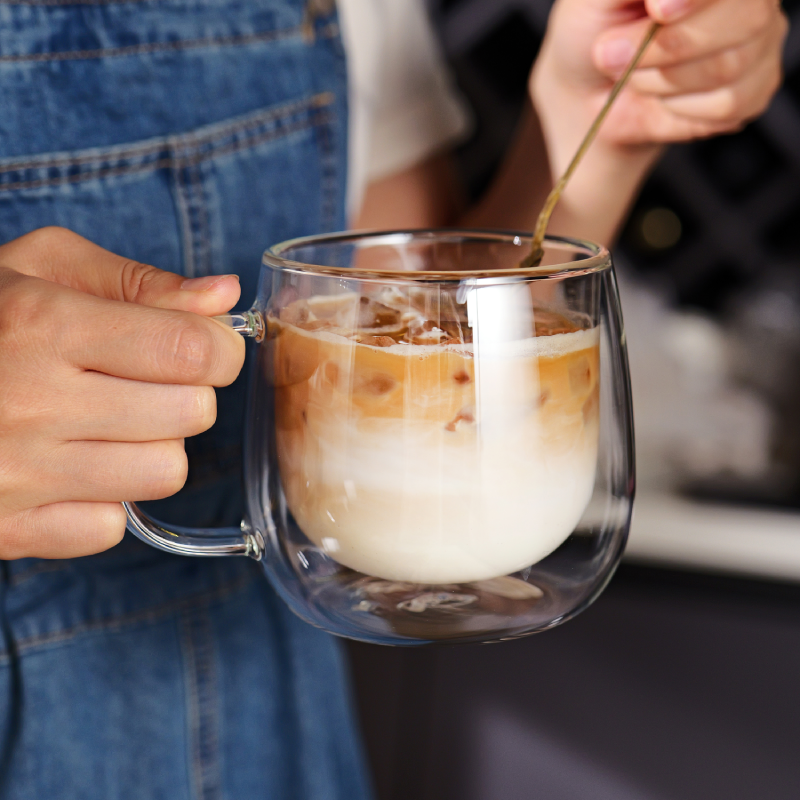 Grandes tasses en verre à double paroi de 480 ml et 16 oz