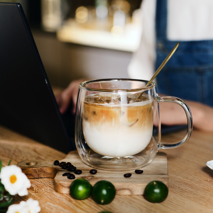 Grandes tasses en verre à double paroi de 480 ml et 16 oz