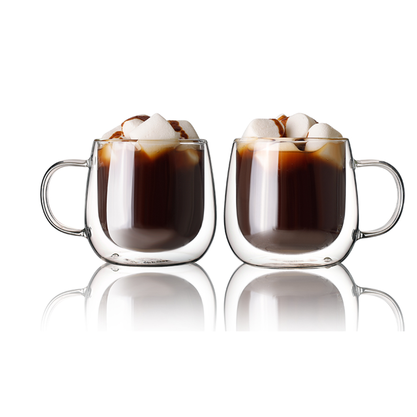 Tasse en verre à double paroi faite à la main de 10 oz pour le café au dessert, 2 pièces