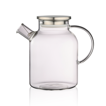 50.7oz Large Capacity Filter Glass Water Pitcher with Stainless Steel Lid