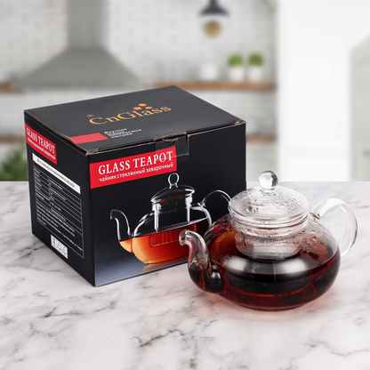 Tea Brewing Borosilicate Glass Teapot with Strainer 33.8oz 1000ml