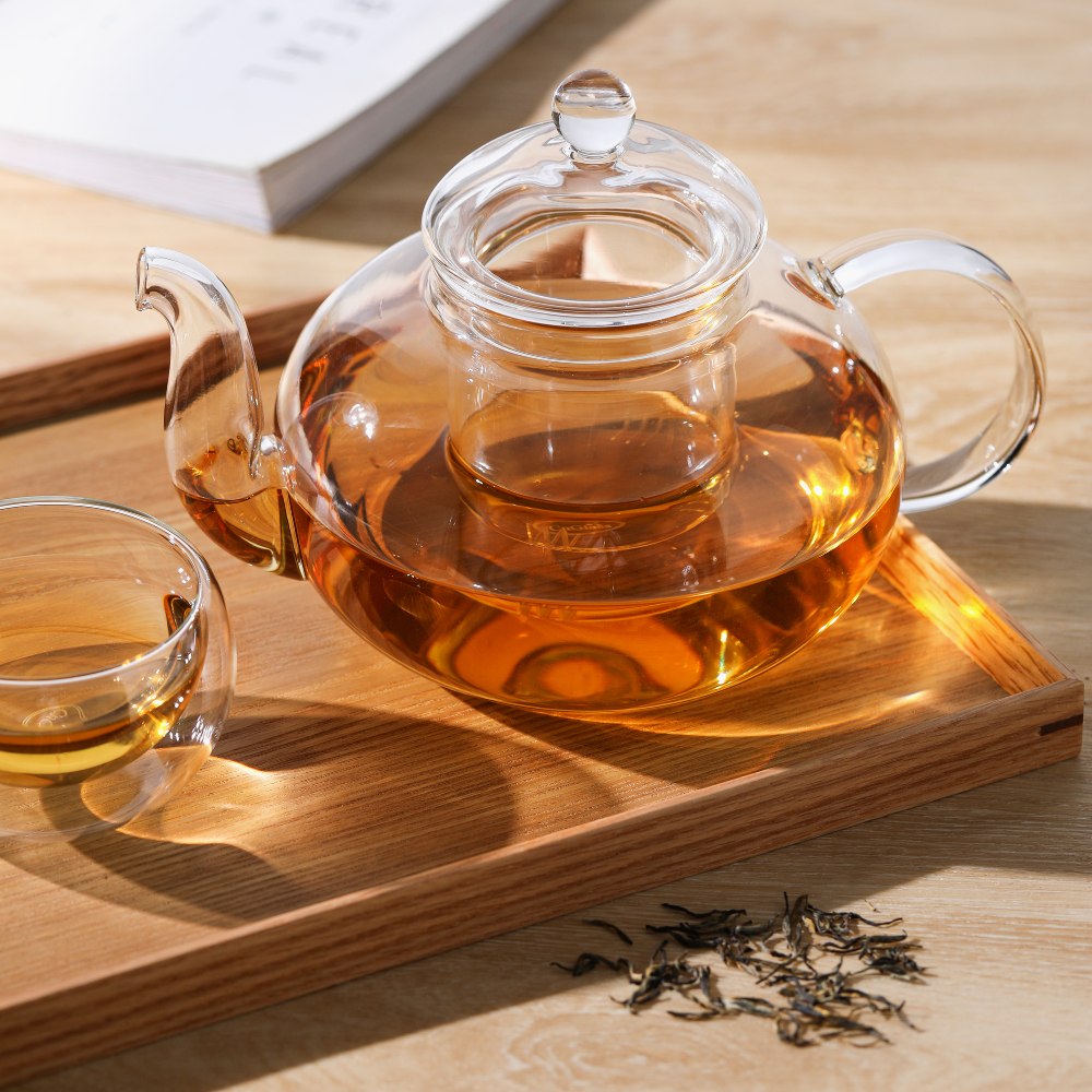Glass Teapot with Removable Infuser Clear Glass Tea Kettle, Blooming and  Loose Leaf Tea Maker Set 