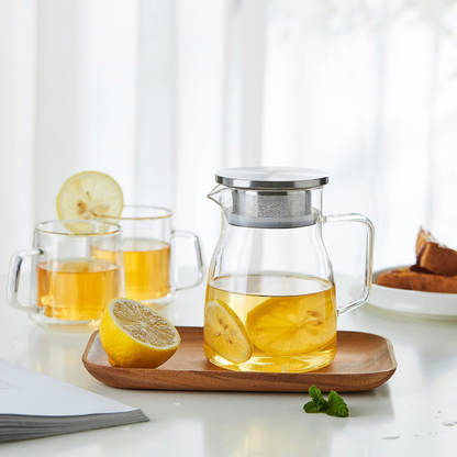 27oz Removable Filter Lid Glass Teapot Mug Set