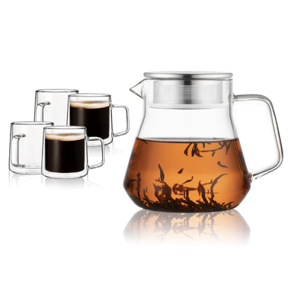 Tasse en verre à double paroi 10 oz 12 oz 15,2 oz Verrerie à boire 20,3 oz Ensemble de théière 3 pièces 5 pièces