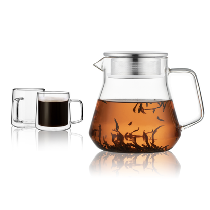 Tasse en verre à double paroi 10 oz 12 oz 15,2 oz Verrerie à boire 20,3 oz Ensemble de théière 3 pièces 5 pièces