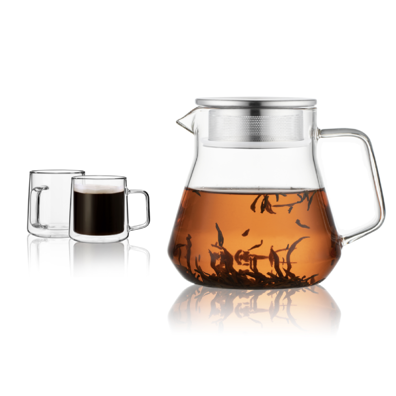 Tasse en verre à double paroi 10 oz 12 oz 15,2 oz Verrerie à boire 20,3 oz Ensemble de théière 3 pièces 5 pièces