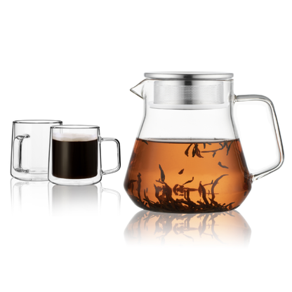 Tasse en verre à double paroi 10 oz 12 oz 15,2 oz Verrerie à boire 20,3 oz Ensemble de théière 3 pièces 5 pièces