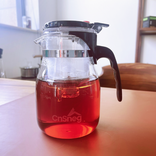 CnSneg 25oz Removable Infuser Clear Tea Kettle Glass Teapot with One Button