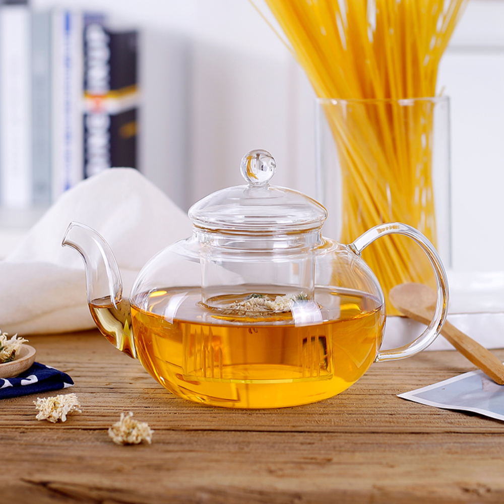 Blooming And Loose Leaf Tea Borosilicate Glass Teapot 800ml 27oz