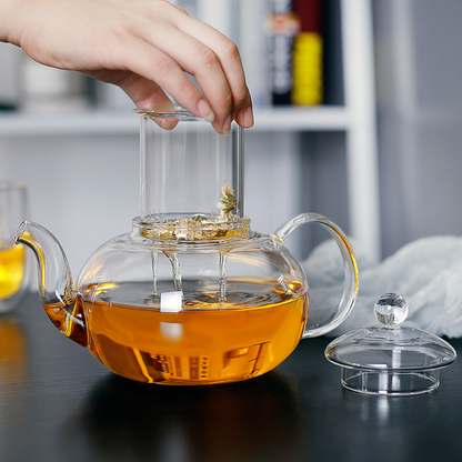 Tea Lover Glassware Stovetop Safe Kettle Glass Teapot and Warmer Set 2pcs