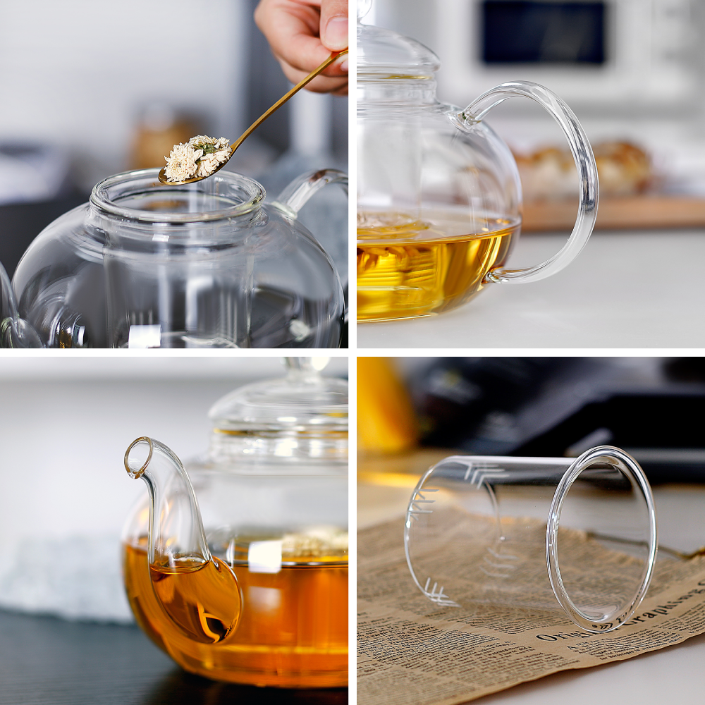 Tea Lover Glassware Stovetop Safe Kettle Glass Teapot and Warmer Set 2pcs