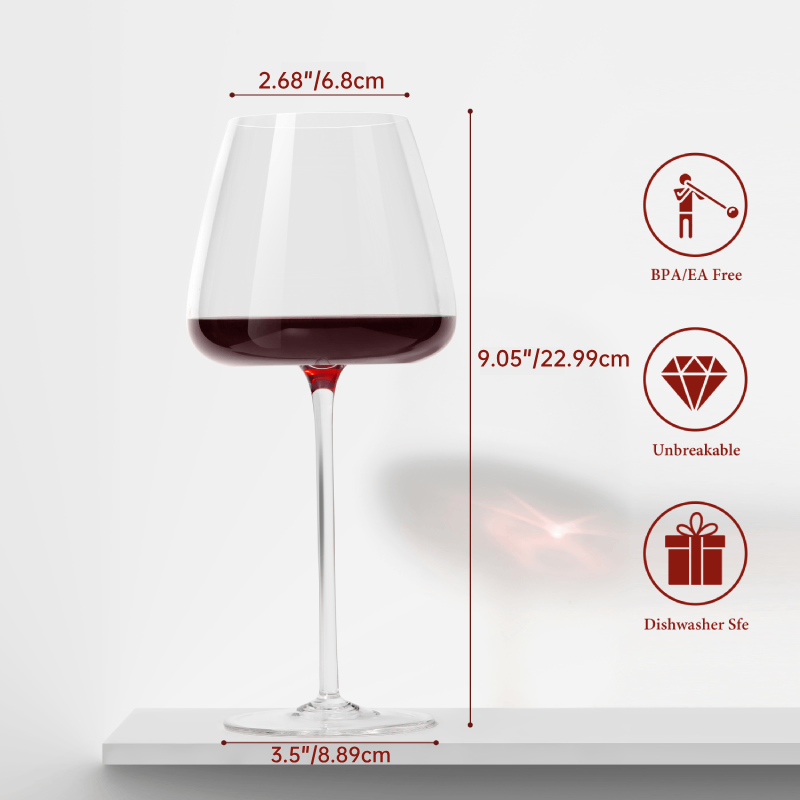 Verre à vin rouge en cristal sans plomb 18 oz 2 pièces