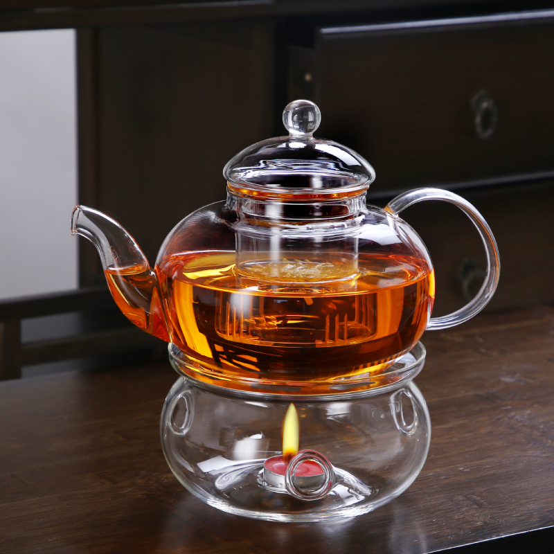 Tea Lover Glassware Stovetop Safe Kettle Glass Teapot and Warmer Set 2pcs