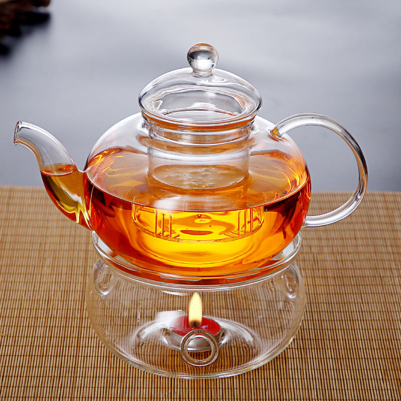 Tea Lover Glassware Stovetop Safe Kettle Glass Teapot and Warmer Set 2pcs