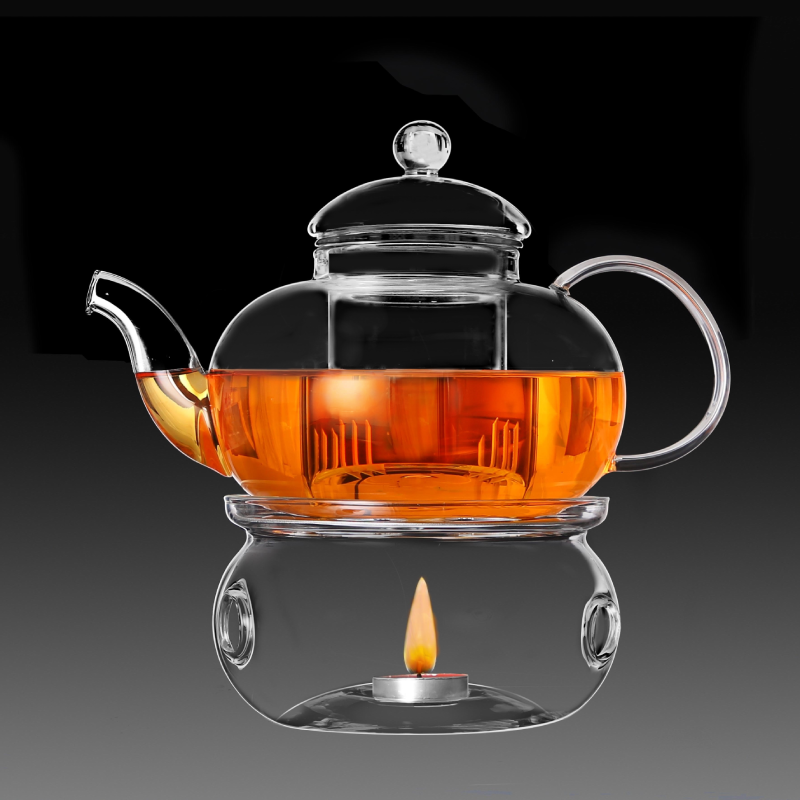 Tea Lover Glassware Stovetop Safe Kettle Glass Teapot and Warmer Set 2pcs