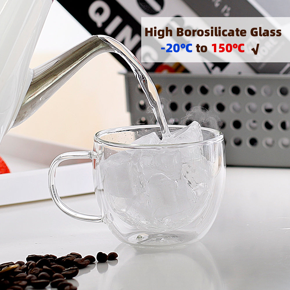 Double - Walled Hot And Cold Beverage Drinking Glasses Cup 8.1oz 2pcs 4pcs