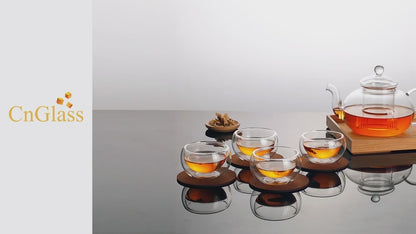 Lot de 4 tasses à thé isolées en verre borosilicaté à double paroi de 150 ml