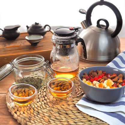 25oz Removable Infuser Clear Tea Kettle Glass Teapot with One Button