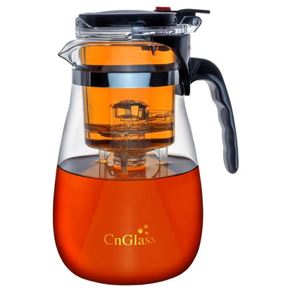 Removable Infuser 30.5oz Clear Glass Teapot with One Button