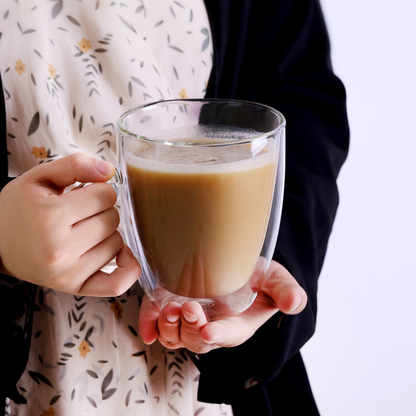 Tasse en verre transparent à double paroi de 17 oz, lavable au lave-vaisselle, avec poignée