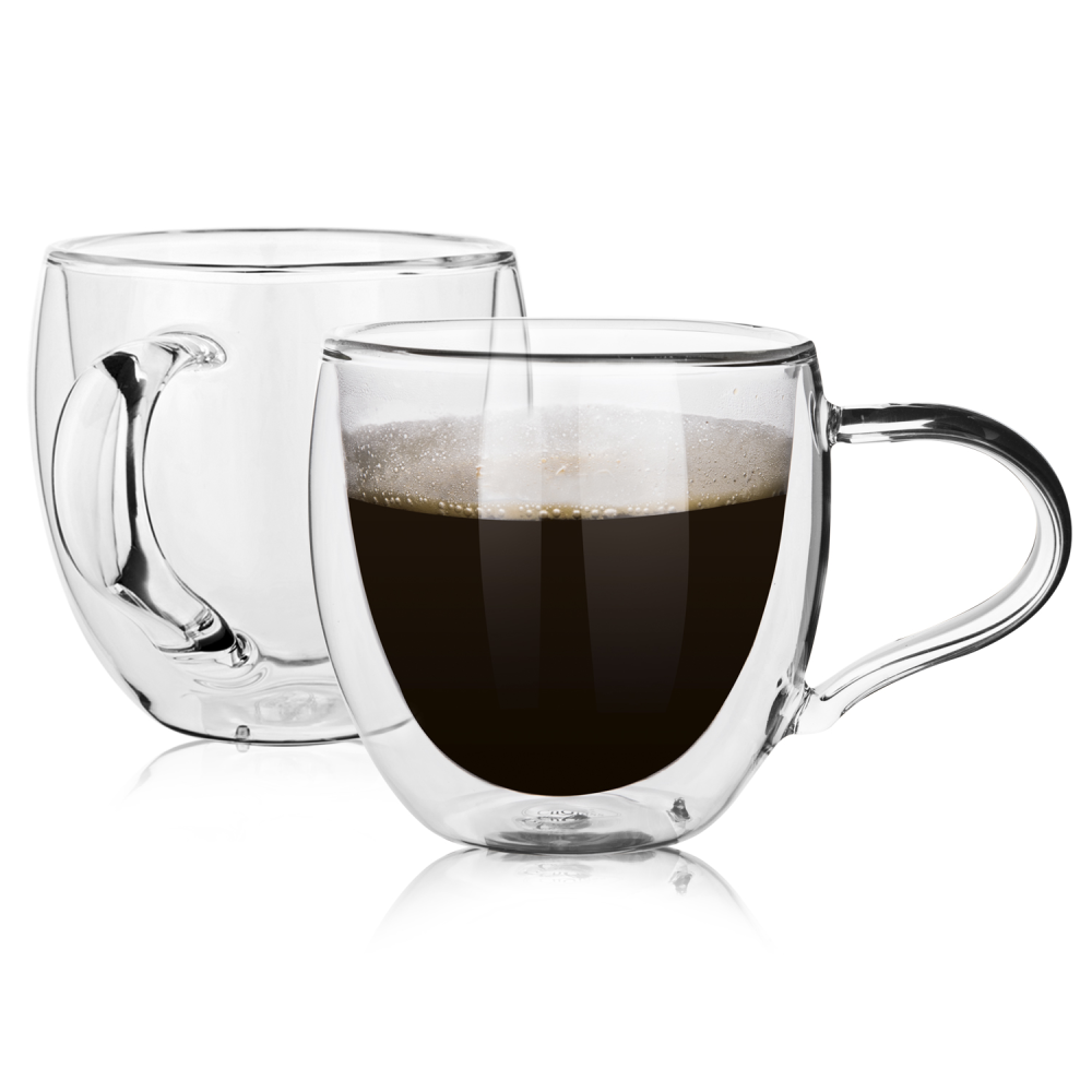 Lot de 2 tasses à thé en verre borosilicate à double couche de 9,5 oz