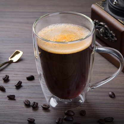 2 Stück doppelschichtige Trinkbecher aus klarem Glas, 304 ml, für Latte, Tee