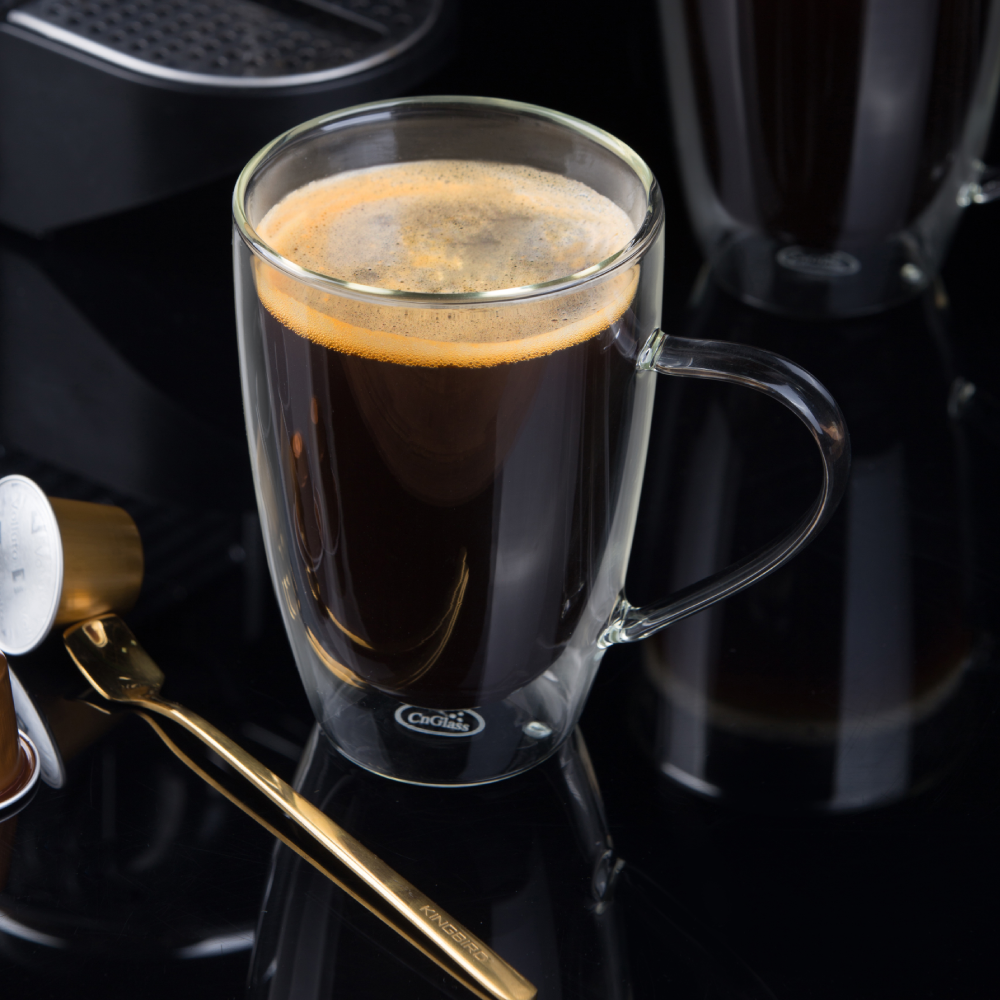 2 Stück doppelschichtige Trinkbecher aus klarem Glas, 304 ml, für Latte, Tee