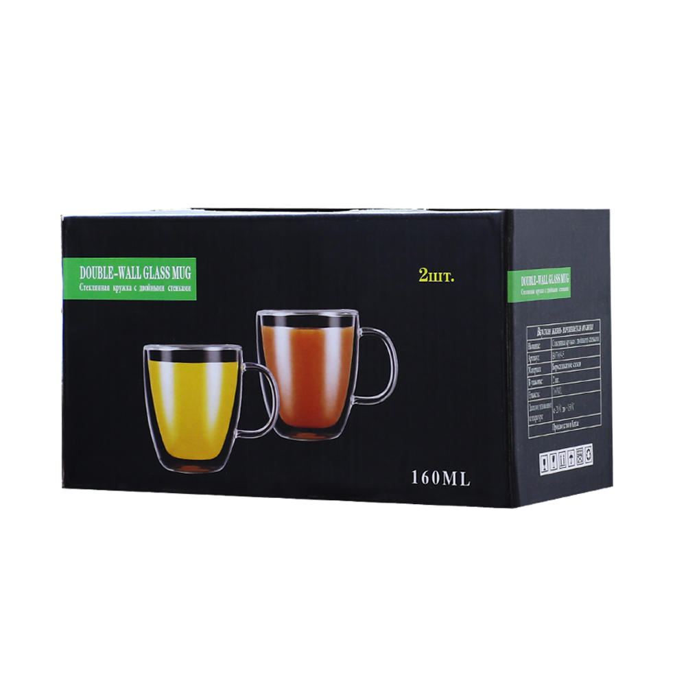 5,4 oz Trinkgläser Set mit 2 isolierten Espressotassen Barzubehör