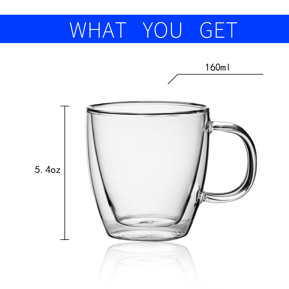 Lot de 2 verres à boire isolés de 5,4 oz pour expresso