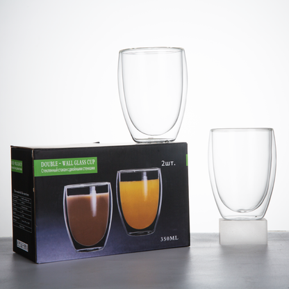 Verres à vin en borosilicate durables sans pied, 11,8 oz, à double paroi, 2 pièces