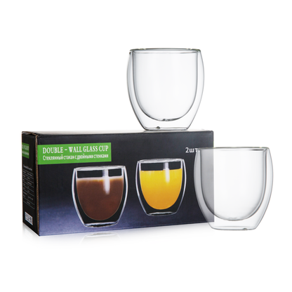 8,5 unzen Stemless Tumbler Doppelwandige Glas Tasse für Latte Cappucino Cafe Milch